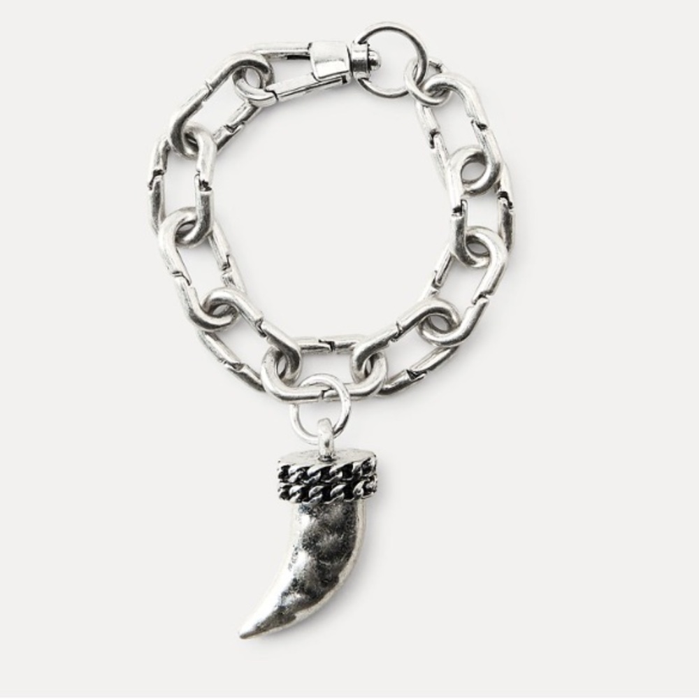 Zara NWT metal horn single bracelet silver 4736/039